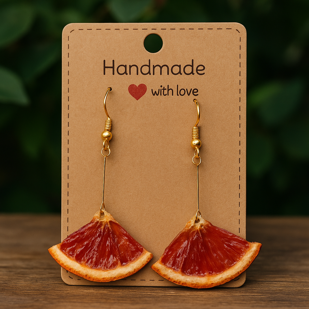 Real Orange Slice Earrings- 1/3 blood orange